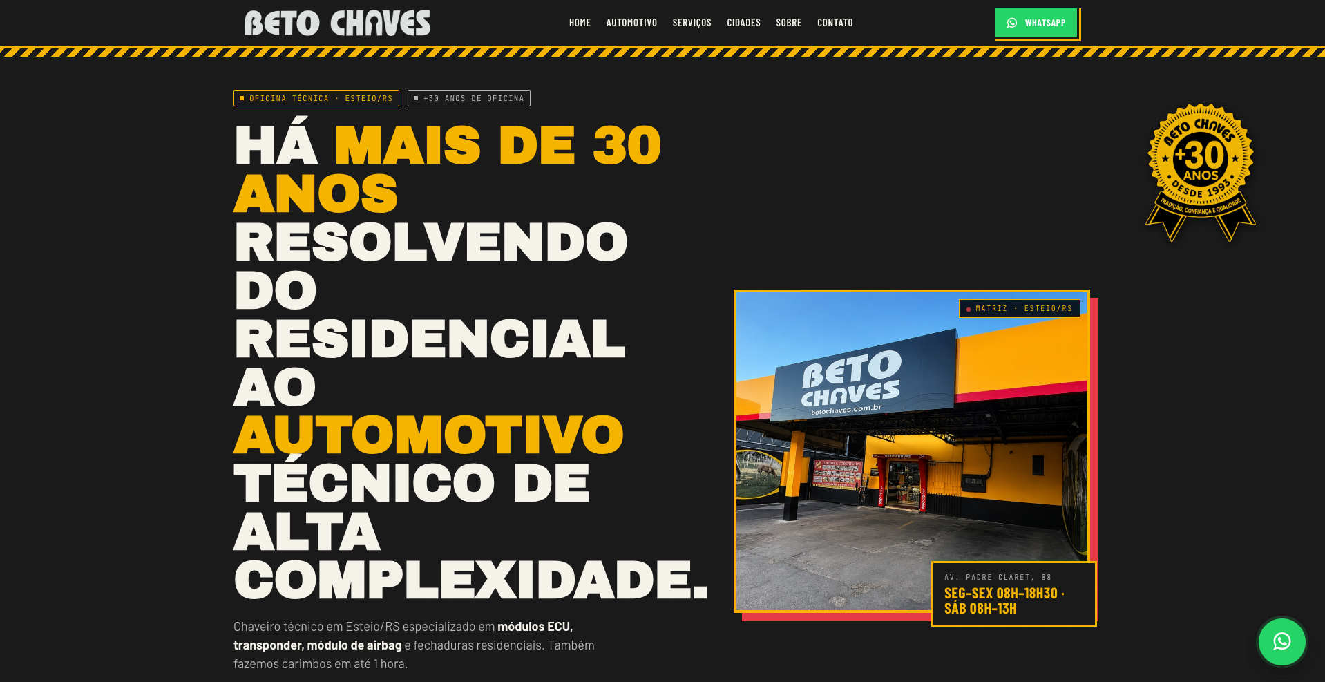 Hero publicado do site da Beto Chaves